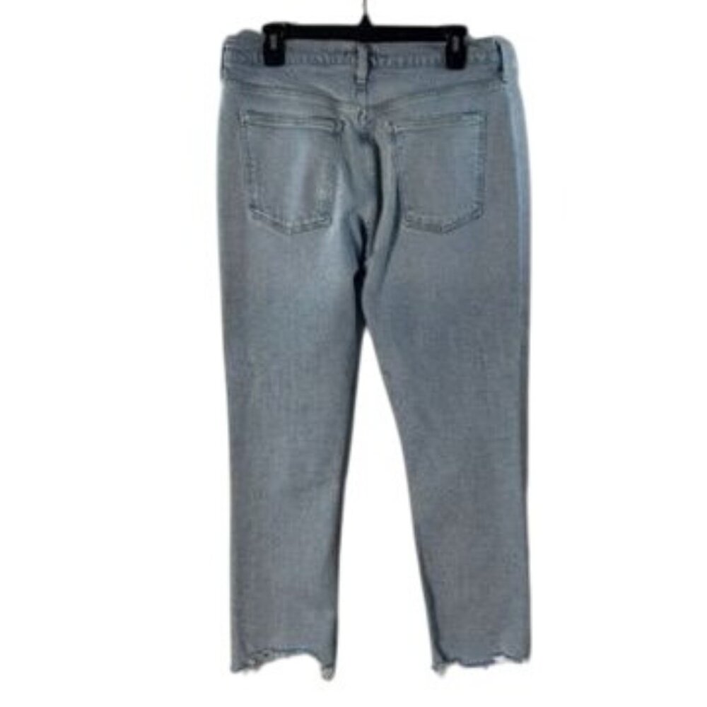 Agolde Merrel Womens Light Wash Distressed Frayed Hem High-Rise Jeans Size 30 - Picture 3 of 12